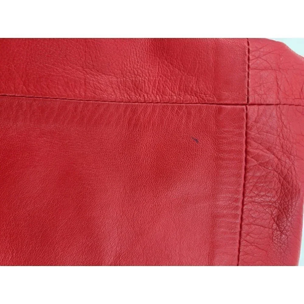 VTG 80s Alan Austin Red Leather Pants Womens S 40 IT High Waisted - Picture 6 of 6